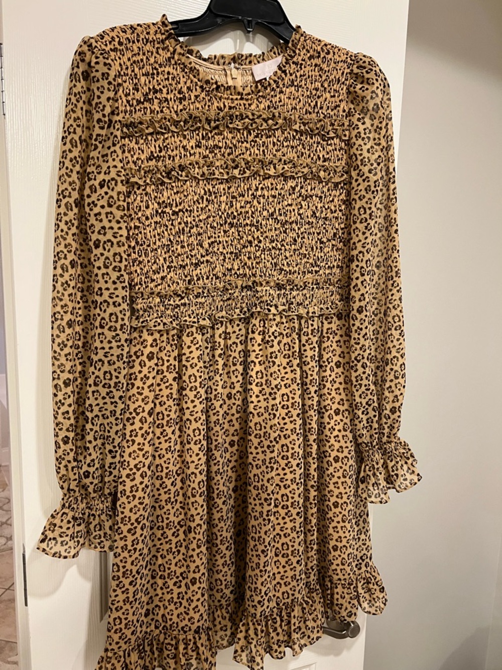 Rachel Parcell Leopard Print Smocked Dress - Tan and Black